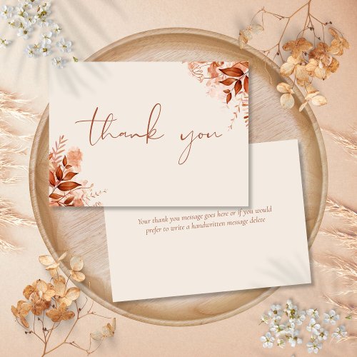 Personalized Rustic Floral Elegant Script Thank You Card