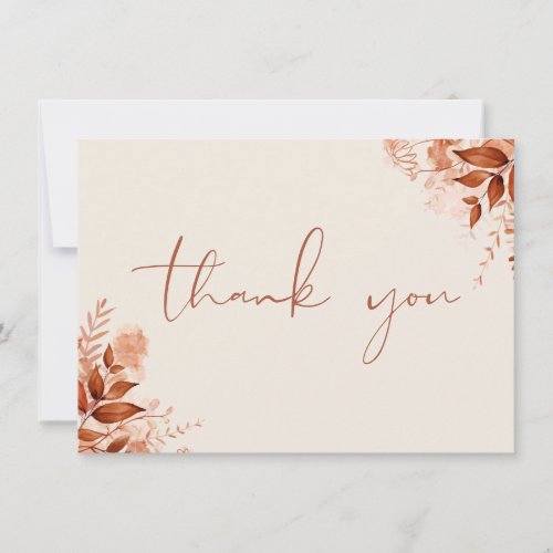 Personalized Rustic Floral Elegant Script Thank You Card