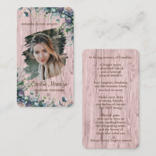 Personalized Rustic Floral Photo Memorial Card