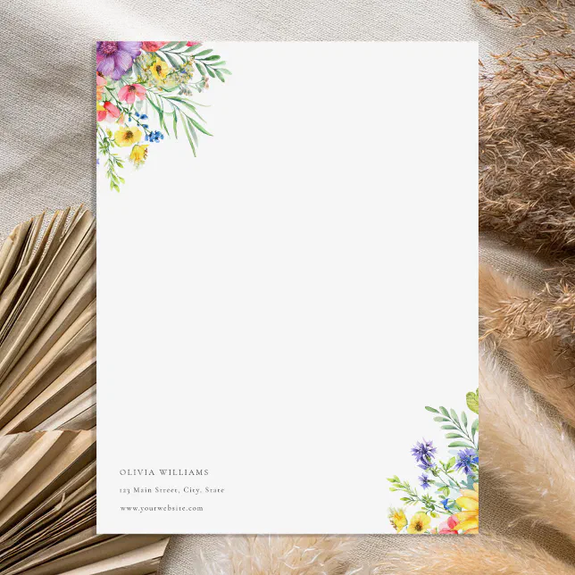 Personalized Rustic Floral Stationery Paper | Zazzle