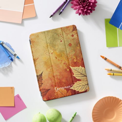 Personalized Rustic Golden Autumnal Distressed Ink iPad Pro Cover