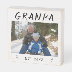 "Personalized Rustic Grandpa Photo Wooden Box Sign