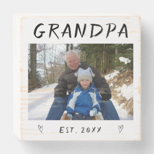 "Personalized Rustic Grandpa Photo Wooden Box Sign