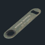 Personalized Rustic Gray Blue Woodgrain Pattern Bar Key<br><div class="desc">Modern bottle opener featuring a contemporary but rustic dark teal blue and brown colored wood grain pattern look design with room to customize or personalize with name and date, or limited text, of your choice. Fun keepsake gift, party favor, and personal memento for special events and occasions such as an...</div>