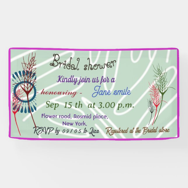 Personalized Rustic green BRIDAL SHOWER BANNER (Horizontal)