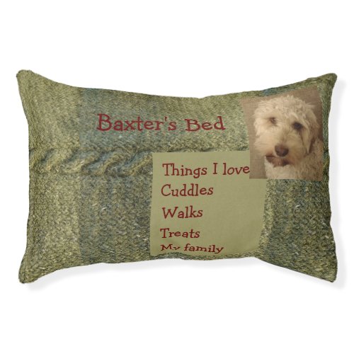 Personalized Rustic Green Dogs Bed