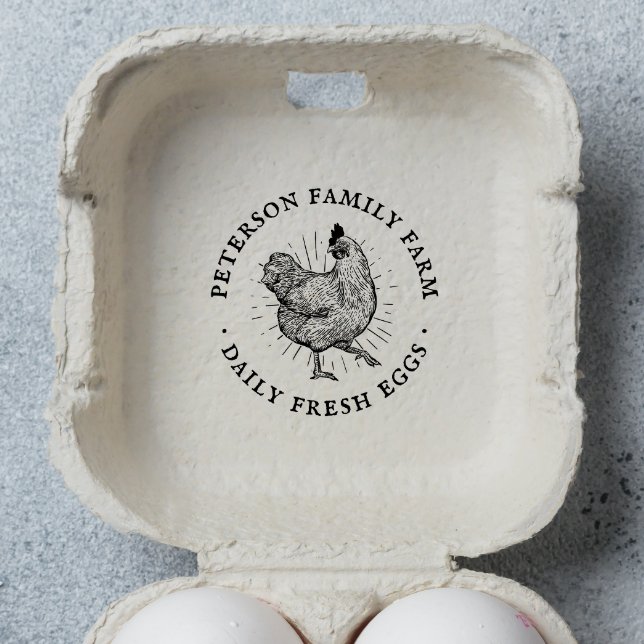 Personalized Rustic Hand-drawn Chicken Egg Self-inking Stamp (Rubber Stamp Mock-up)