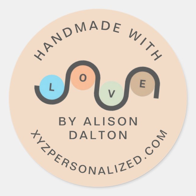 Personalized Rustic Handmade With Love Elegant  Classic Round Sticker (Front)