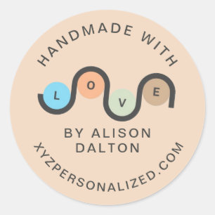 Personalized Rustic Handmade With Love Elegant Classic Round Sticker