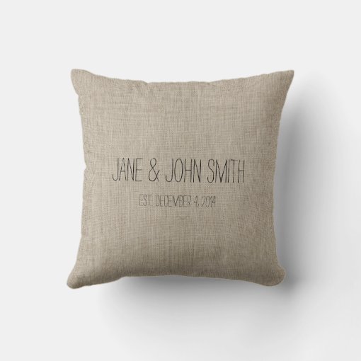 Personalized Rustic Happily Ever After Stitching Throw Pillow | Zazzle