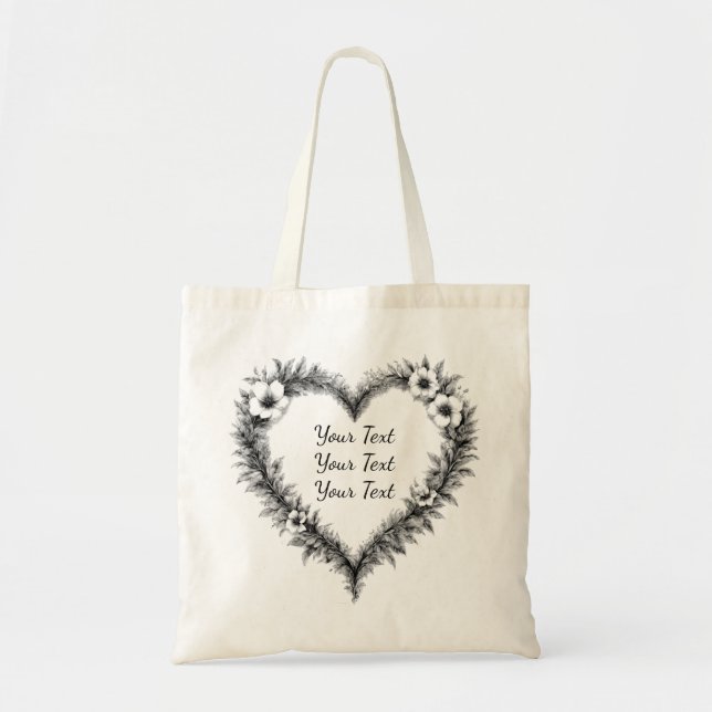 Personalized Rustic Heart Wreath Tote (Front)