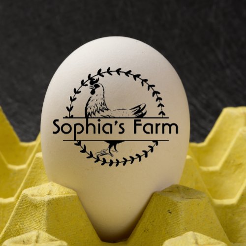 Personalized Rustic Hen Name egg Rubber Stamp