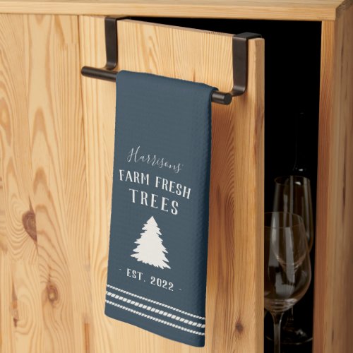 Personalized Rustic Holiday Farm Fresh Trees Kitchen Towel