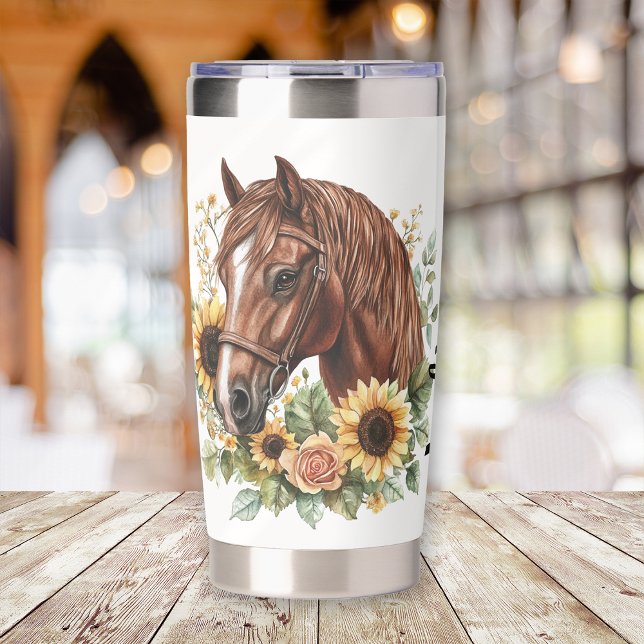 Personalized Rustic Horse Sunflower Insulated Tumbler (Creator Uploaded)
