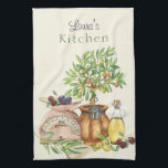 Personalized Rustic Italian Watercolor Kitchen Towel<br><div class="desc">Personalized Rustic Italian Watercolor design that is beautifully simple, with an olive-themed graphic. With shades of green, gold, orange, and brown, it's perfect for the person who loves all things cooking, particularly Italian! Add your name or the name of the gift recipient.</div>