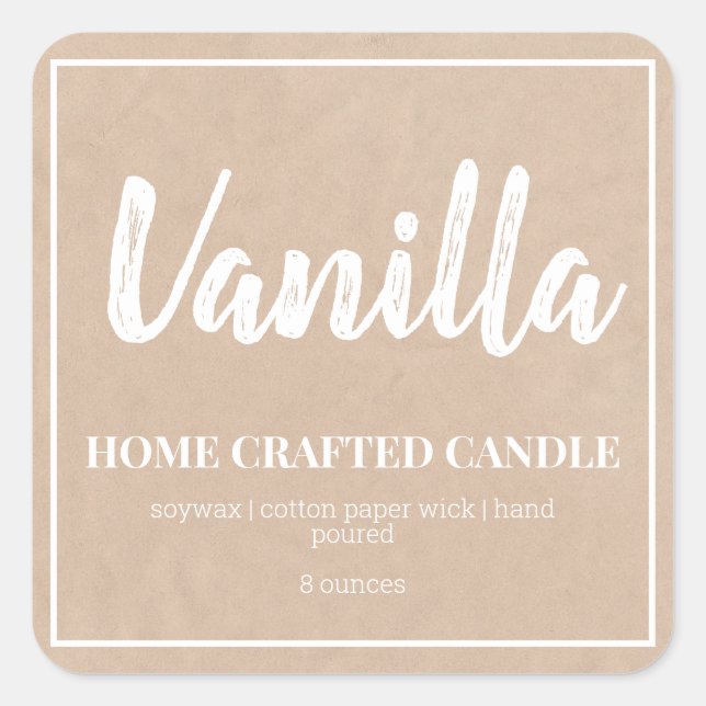 Personalized Rustic Kraft Candle Label (Front)