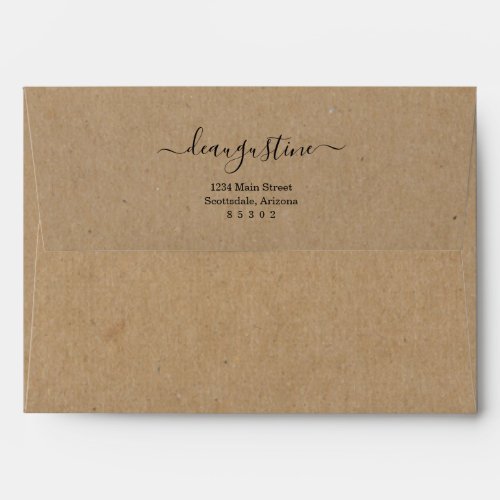 Personalized Rustic Kraft Paper Background Envelope - Envelope with a wonderfully rustic kraft background and beautiful calligraphy for your return address.