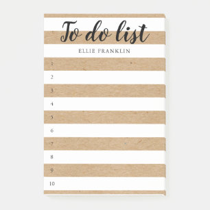 Personalized Rustic Kraft Striped To-Do List Post-it Notes