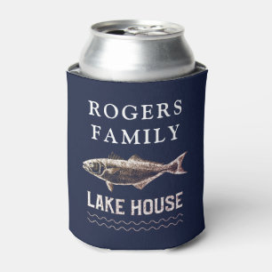 Personalized Rustic Lake House Can Cooler