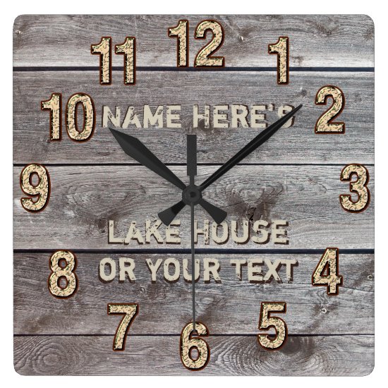 Personalized Rustic Lake House Wall Decor Clock