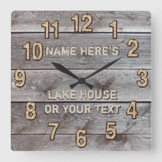 Personalized Rustic Lake House Wall Decor, Clock
