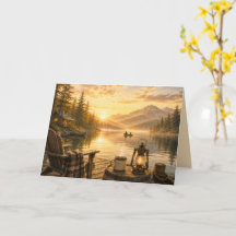 Personalized Rustic Lakeside Folded Greeting Card