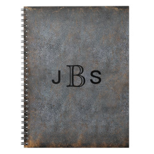 Personalized Rustic Leather   Monogrammed Initials Notebook