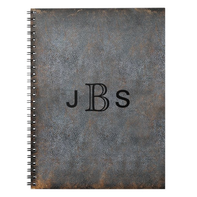 Personalized Rustic Leather | Monogrammed Initials Notebook (Front)