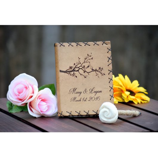 Personalized Rustic Leather Wedding Guest Book  (Front)
