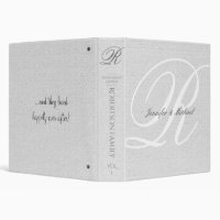 Personalized Rustic Linen Look White Monogram 3 Ring Binder