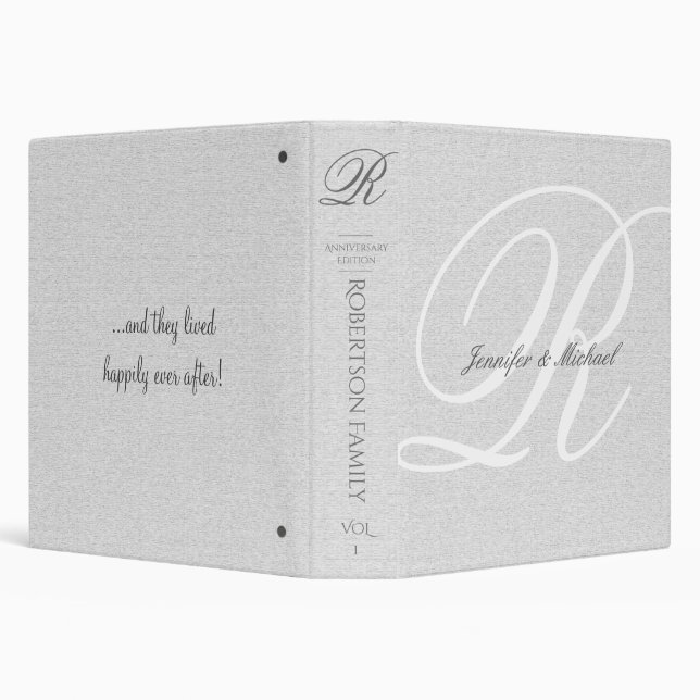 Personalized Rustic Linen Look White Monogram 3 Ring Binder (Background)