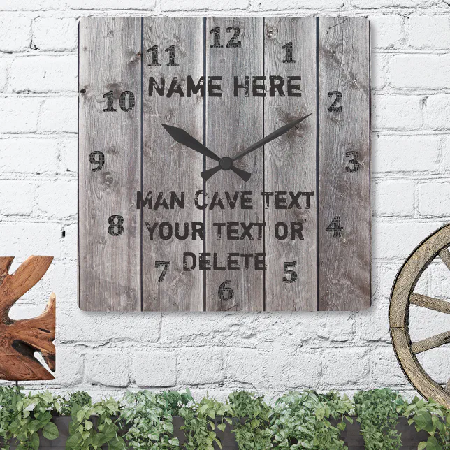 Personalized Rustic Man Cave Clocks for Him Zazzle