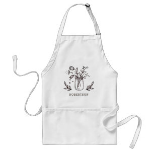 Personalized Rustic Mason Jar Flowers Adult Apron