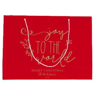 Personalized Rustic Merry Christmas Family Name Large Gift Bag