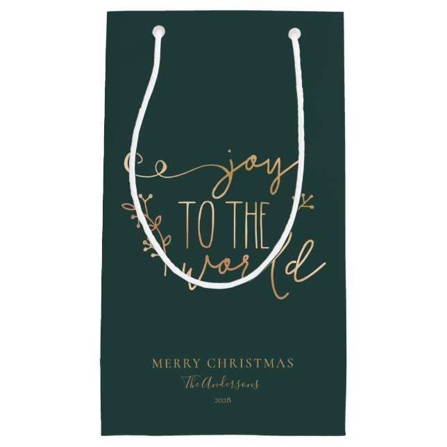 Personalized Rustic Merry Christmas Family Name   Small Gift Bag (Front)