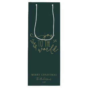 Personalized Rustic Merry Christmas Family Name Wine Gift Bag