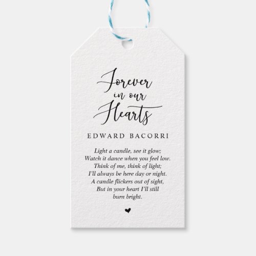 Personalized Rustic Modern Black Funeral Memorial Gift Tags