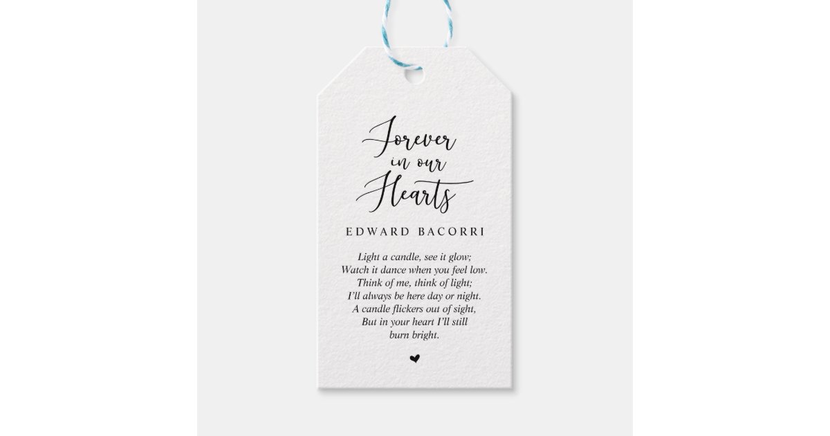 Personalized Rustic Modern Black, Funeral Memorial Gift Tags Zazzle