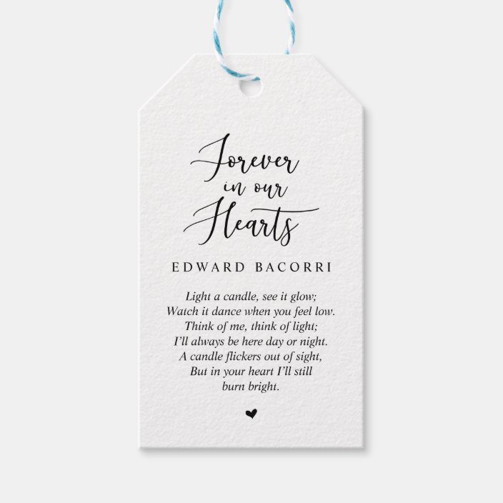 Personalized Rustic Modern Black, Funeral Memorial Gift Tags