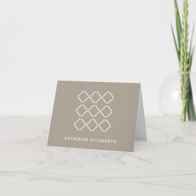 Personalized Rustic Modern Minimal Geometric Taupe Note Card (Front)