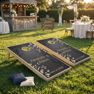 Personalized Rustic Modern Wedding Bride and Groom Cornhole Set