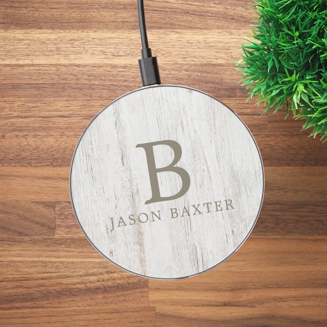 Personalized Rustic Monogram Wireless Charger (Creator Uploaded)