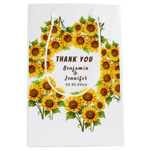 Personalized rustic morden sunflower wedding medium gift bag