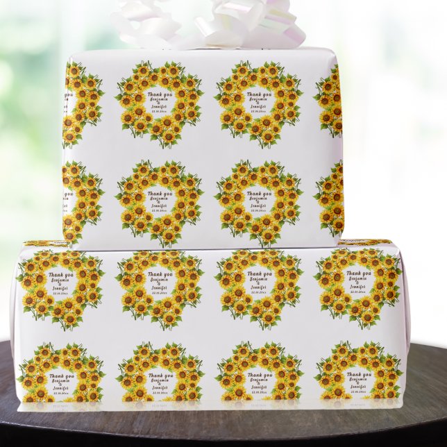 Personalized rustic morden sunflower wedding  wrapping paper (Creator Uploaded)