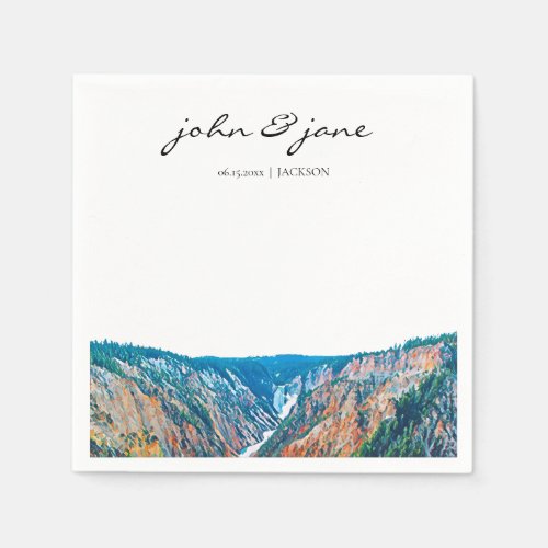 Personalized Rustic Mountain Waterfall Napkins