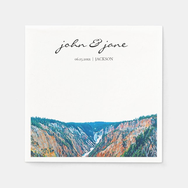 Personalized Rustic Mountain Waterfall Napkins (Front)