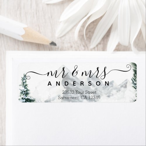 Personalized Rustic Mountains Last Name Return  Label