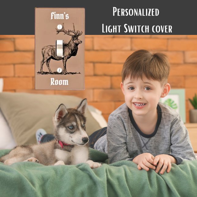 Personalized Rustic Name Elk Light Switch Cover (Creator Uploaded)