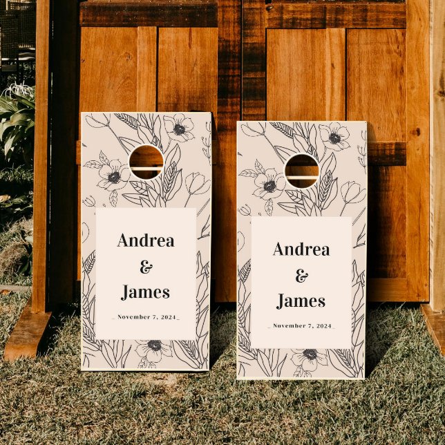 Personalized Rustic Old Money Wedding  Cornhole Set (Creator Uploaded)