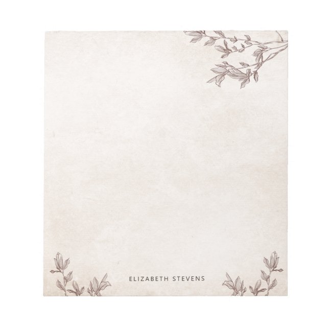 Personalized Rustic Old Paper Brown Tree Notepad (Front)